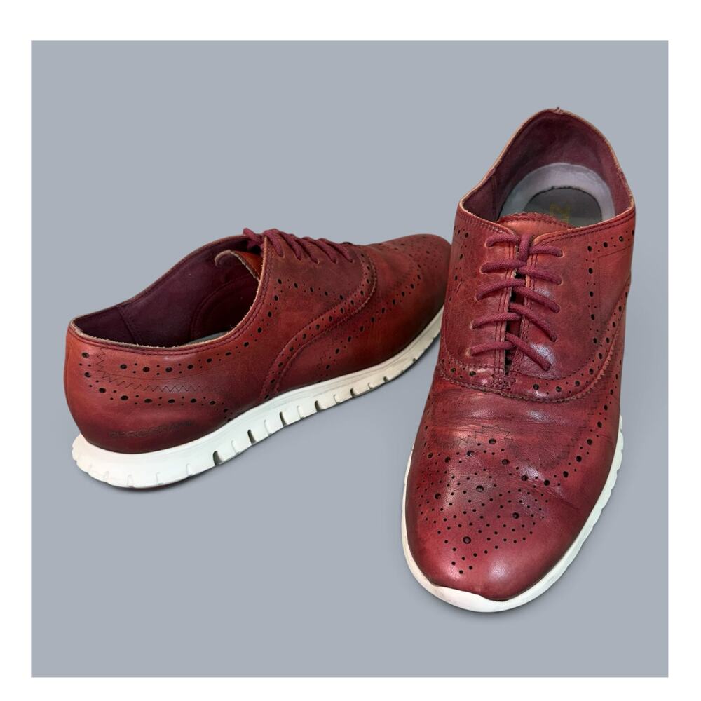 Cole Haan Zerogrand Wingtip Oxford Sneaker Shoes Women 9C Garnet Leather Lace Up